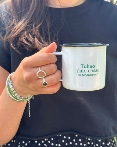 Tasse émaillée Tchao J'me casse