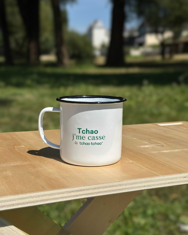 Tasse émaillée Tchao J'me casse