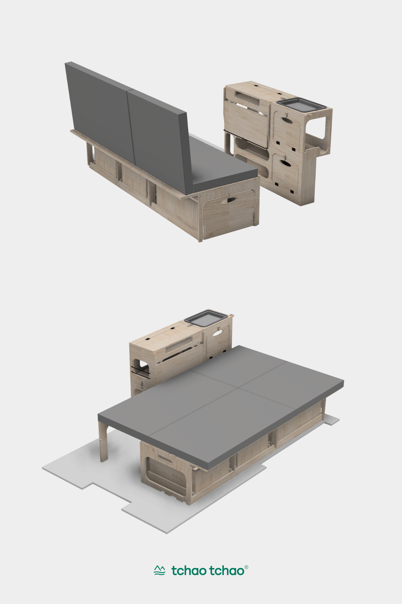 Ensemble aménagement van - lit peigne classique + cuisine