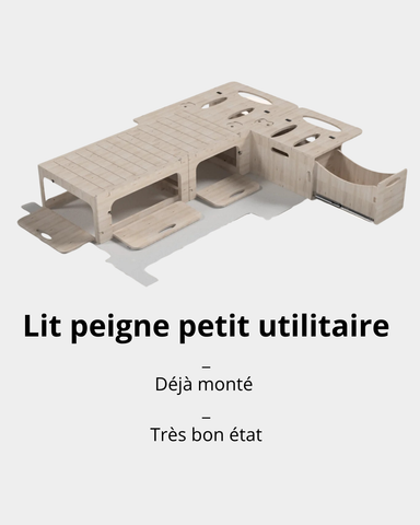 Lit peigne petits utilitaires- avec mousses - sans tiroirs (déjà monté) - DESTOCKAGE TBE