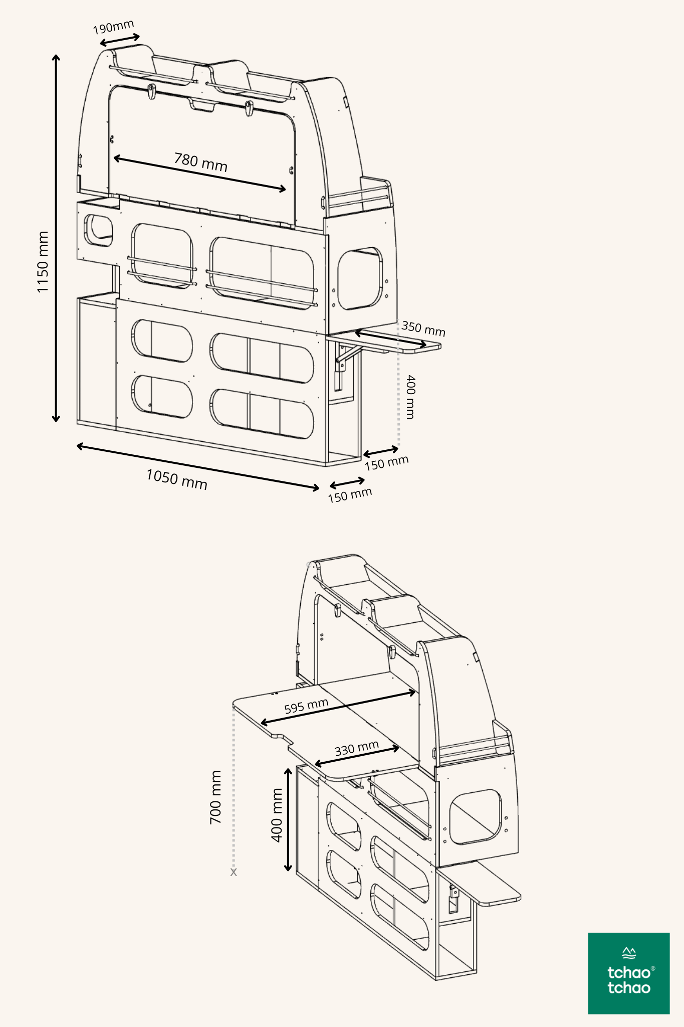 Ensemble aménagement van - lit peigne en L + rangements