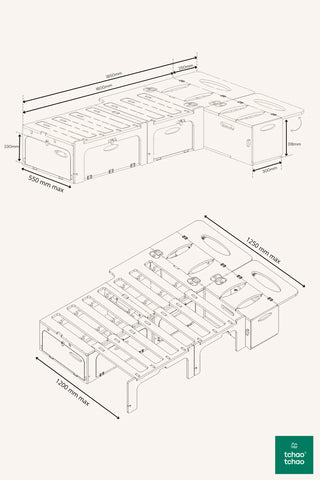Lit peigne petits utilitaires- avec mousses - sans tiroirs (déjà monté) - DESTOCKAGE TBE